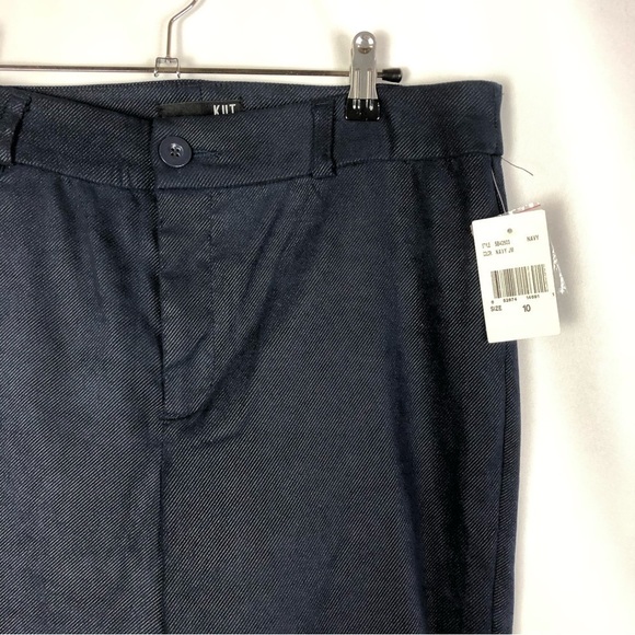 Kut From the Kloth Navy Blue Straight Leg Textured Dress Pants 10 - Picture 3 of 4